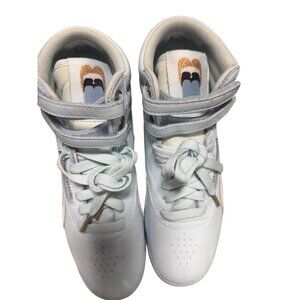 Reebok Cardi B Light Blue High-Top Sneakers With Double Straps Lace-Up Closure &